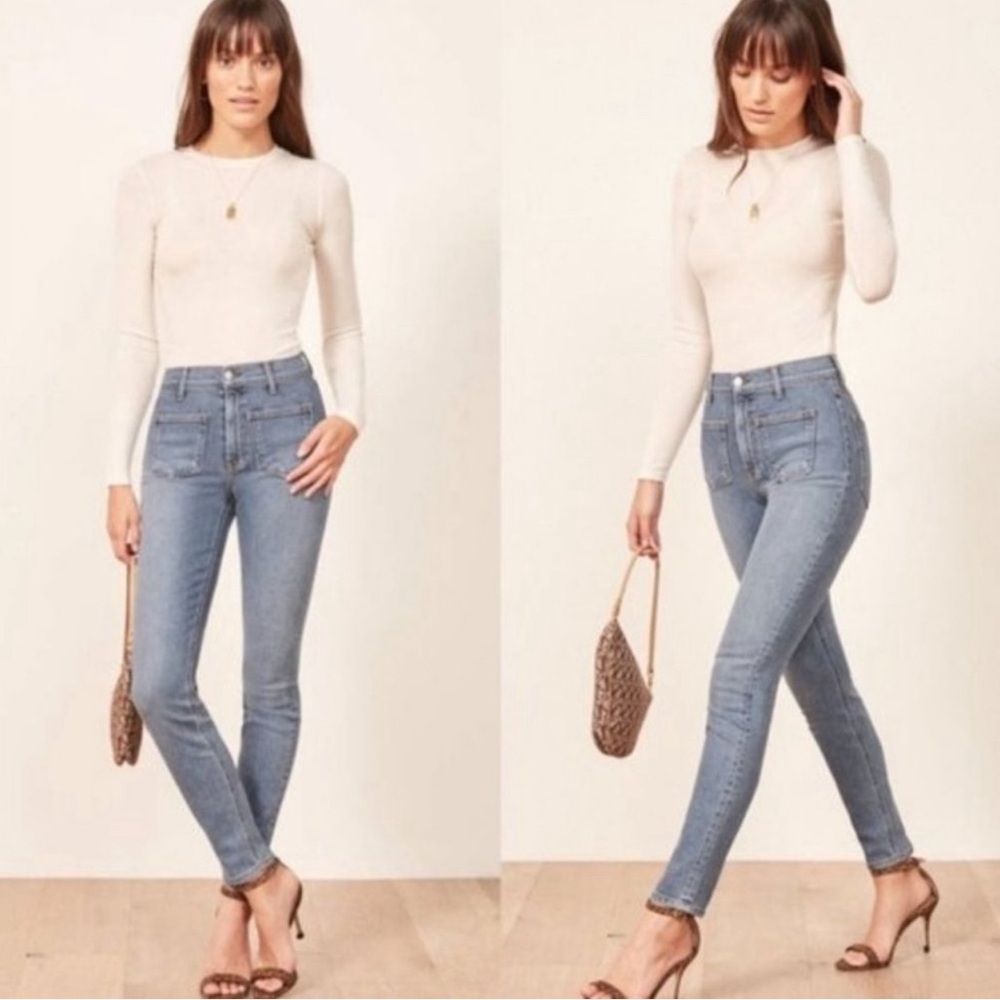 REFORMATION High Skinny Crop Patch Pockets Jeans